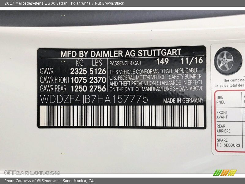 Polar White / Nut Brown/Black 2017 Mercedes-Benz E 300 Sedan