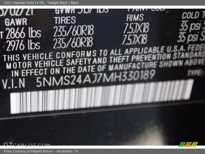 Twilight Black / Black 2021 Hyundai Santa Fe SEL