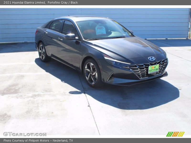 Portofino Gray / Black 2021 Hyundai Elantra Limited