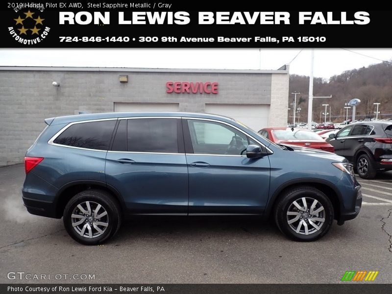 Steel Sapphire Metallic / Gray 2019 Honda Pilot EX AWD