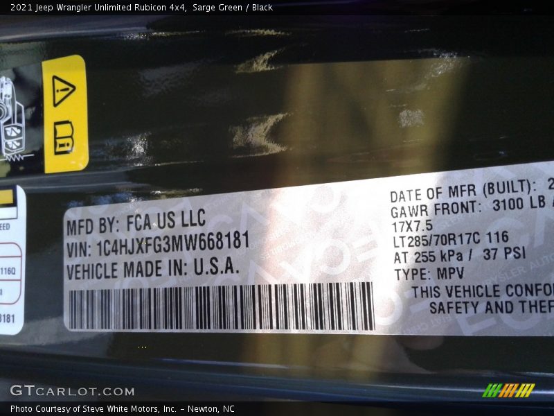 Sarge Green / Black 2021 Jeep Wrangler Unlimited Rubicon 4x4