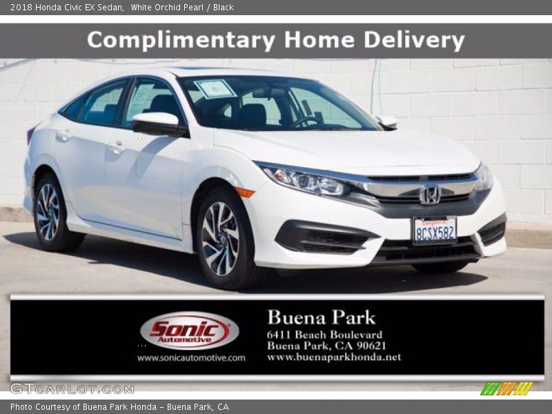 White Orchid Pearl / Black 2018 Honda Civic EX Sedan