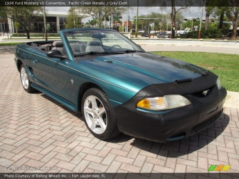 Pacific Green Metallic / Grey Cloth 1996 Ford Mustang V6 Convertible