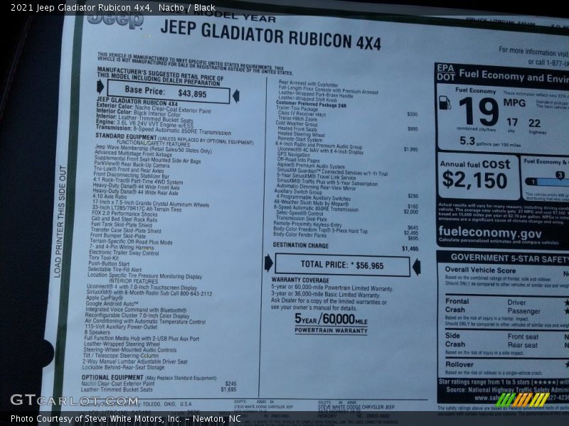 Nacho / Black 2021 Jeep Gladiator Rubicon 4x4