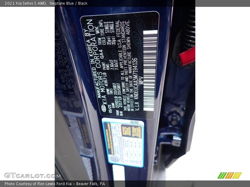 Neptune Blue / Black 2021 Kia Seltos S AWD