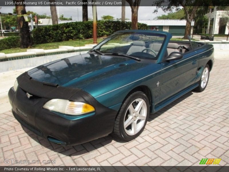 Pacific Green Metallic / Grey Cloth 1996 Ford Mustang V6 Convertible