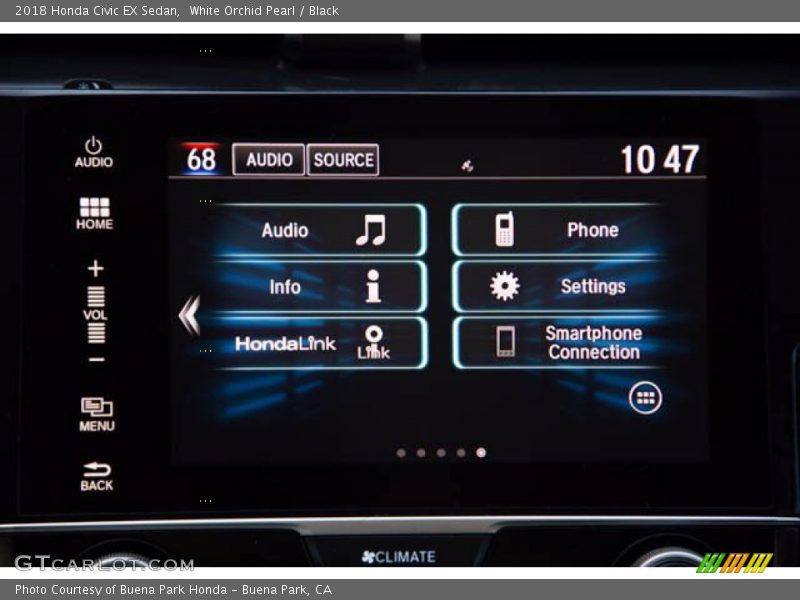 White Orchid Pearl / Black 2018 Honda Civic EX Sedan