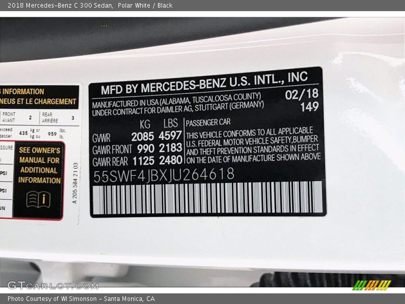 Polar White / Black 2018 Mercedes-Benz C 300 Sedan