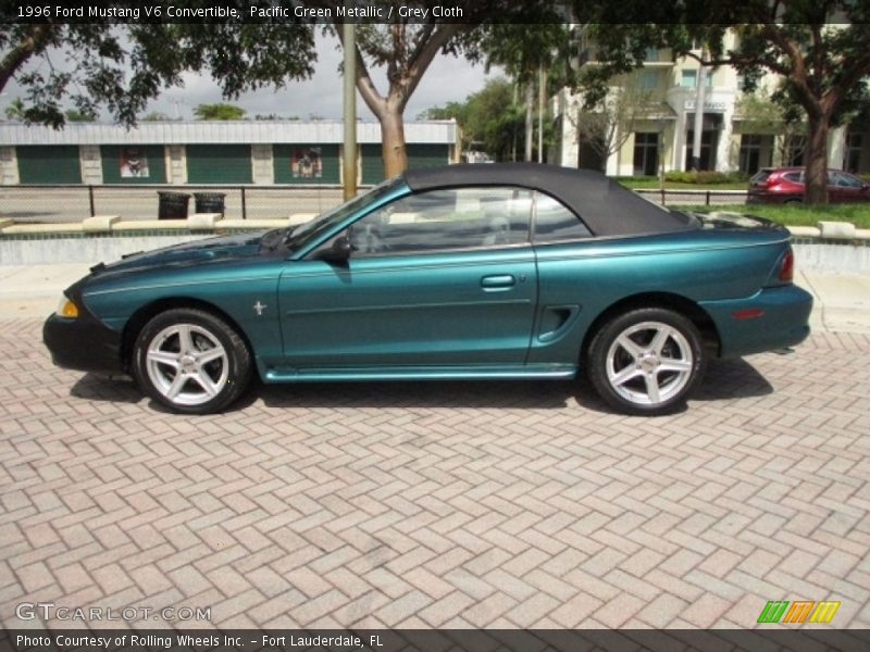Pacific Green Metallic / Grey Cloth 1996 Ford Mustang V6 Convertible