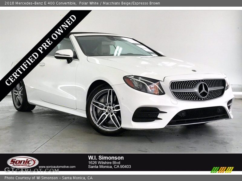 Polar White / Macchiato Beige/Espresso Brown 2018 Mercedes-Benz E 400 Convertible