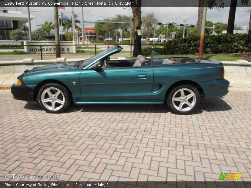 Pacific Green Metallic / Grey Cloth 1996 Ford Mustang V6 Convertible