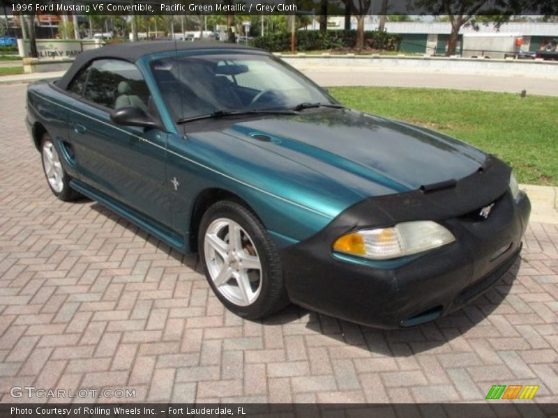 Pacific Green Metallic / Grey Cloth 1996 Ford Mustang V6 Convertible