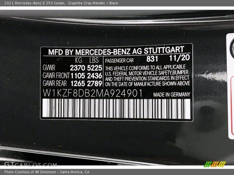 Graphite Gray Metallic / Black 2021 Mercedes-Benz E 350 Sedan