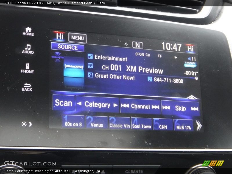 White Diamond Pearl / Black 2018 Honda CR-V EX-L AWD