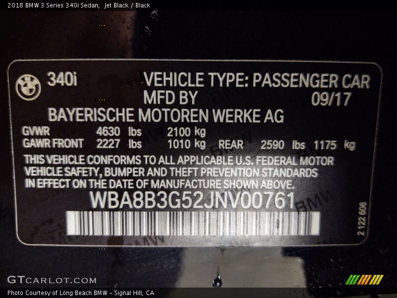 Jet Black / Black 2018 BMW 3 Series 340i Sedan