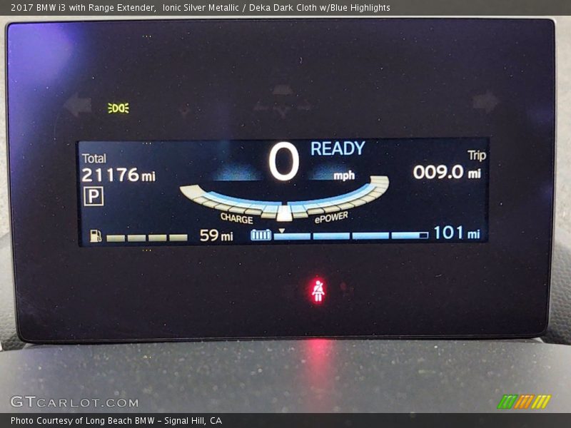 Ionic Silver Metallic / Deka Dark Cloth w/Blue Highlights 2017 BMW i3 with Range Extender