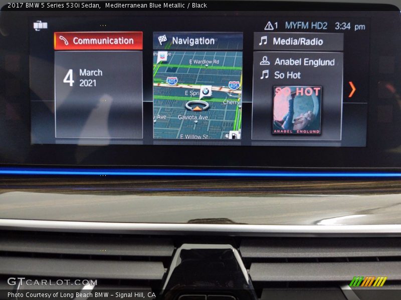 Mediterranean Blue Metallic / Black 2017 BMW 5 Series 530i Sedan