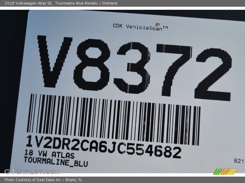 Tourmaline Blue Metallic / Shetland 2018 Volkswagen Atlas SE