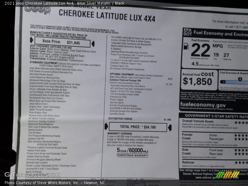 Billet Silver Metallic / Black 2021 Jeep Cherokee Latitude Lux 4x4