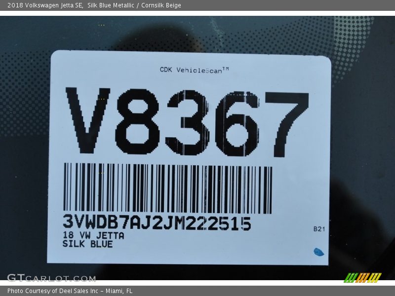 Silk Blue Metallic / Cornsilk Beige 2018 Volkswagen Jetta SE