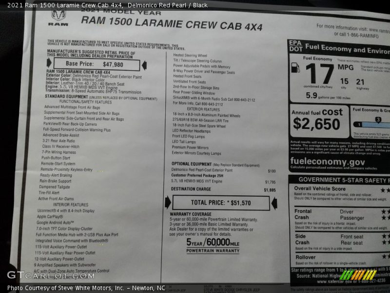 Delmonico Red Pearl / Black 2021 Ram 1500 Laramie Crew Cab 4x4