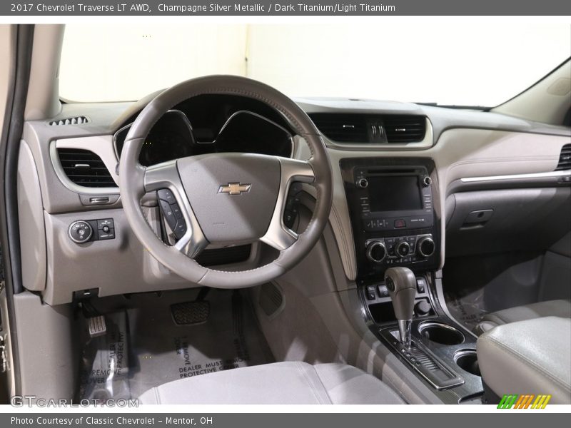 Champagne Silver Metallic / Dark Titanium/Light Titanium 2017 Chevrolet Traverse LT AWD