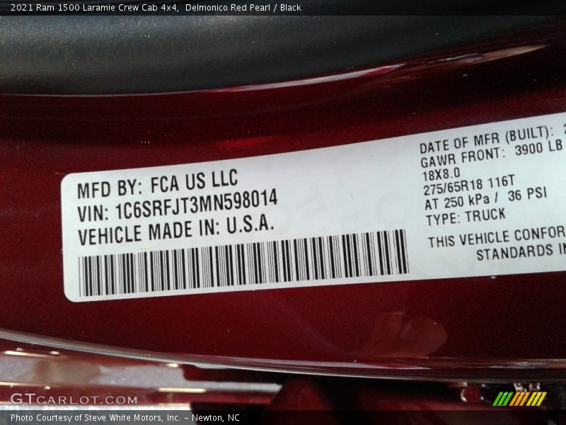 Delmonico Red Pearl / Black 2021 Ram 1500 Laramie Crew Cab 4x4