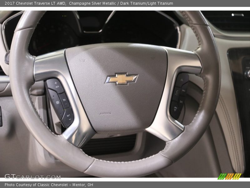 Champagne Silver Metallic / Dark Titanium/Light Titanium 2017 Chevrolet Traverse LT AWD