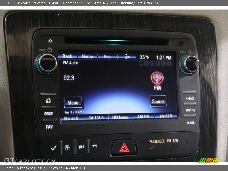 Champagne Silver Metallic / Dark Titanium/Light Titanium 2017 Chevrolet Traverse LT AWD
