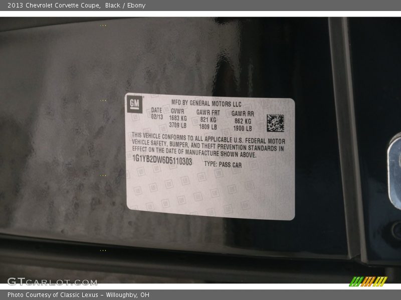 Black / Ebony 2013 Chevrolet Corvette Coupe