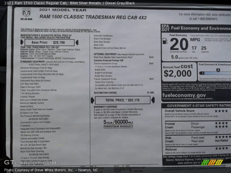 Billet Silver Metallic / Diesel Gray/Black 2021 Ram 1500 Classic Regular Cab