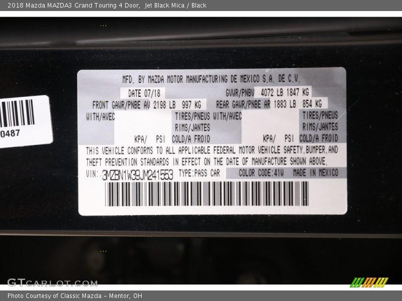 Jet Black Mica / Black 2018 Mazda MAZDA3 Grand Touring 4 Door
