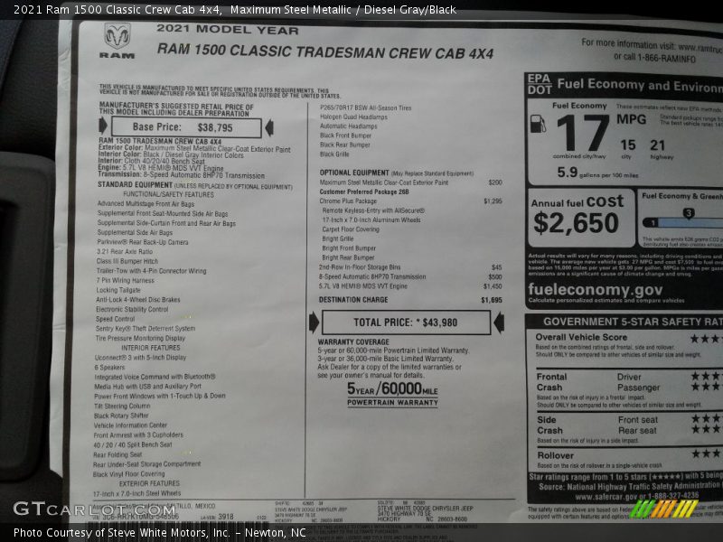 Maximum Steel Metallic / Diesel Gray/Black 2021 Ram 1500 Classic Crew Cab 4x4