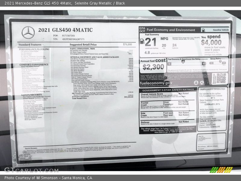 Selenite Gray Metallic / Black 2021 Mercedes-Benz GLS 450 4Matic