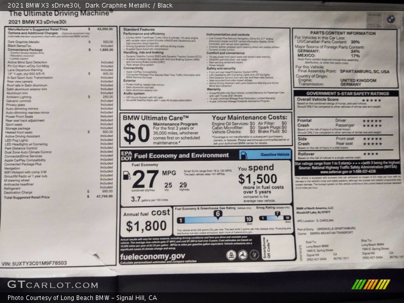 Dark Graphite Metallic / Black 2021 BMW X3 sDrive30i