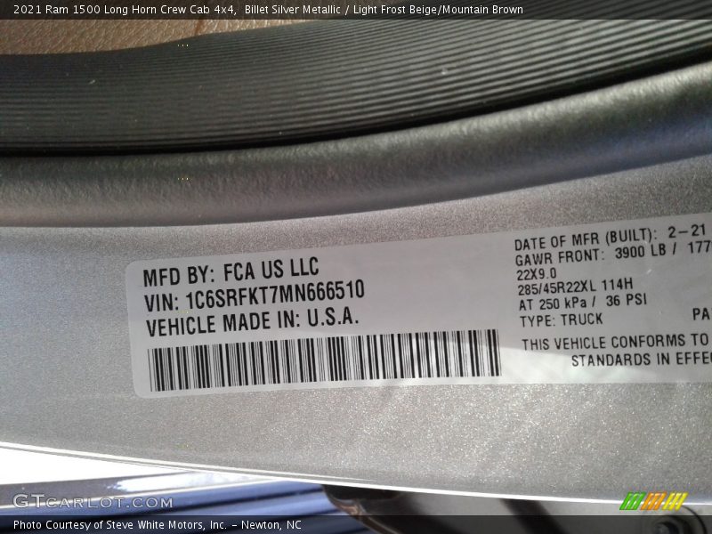 Billet Silver Metallic / Light Frost Beige/Mountain Brown 2021 Ram 1500 Long Horn Crew Cab 4x4