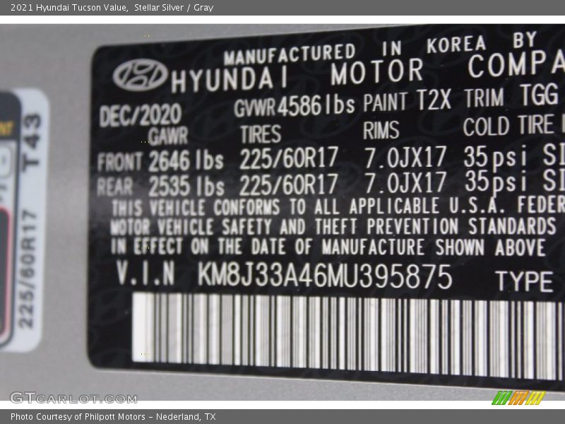 Stellar Silver / Gray 2021 Hyundai Tucson Value