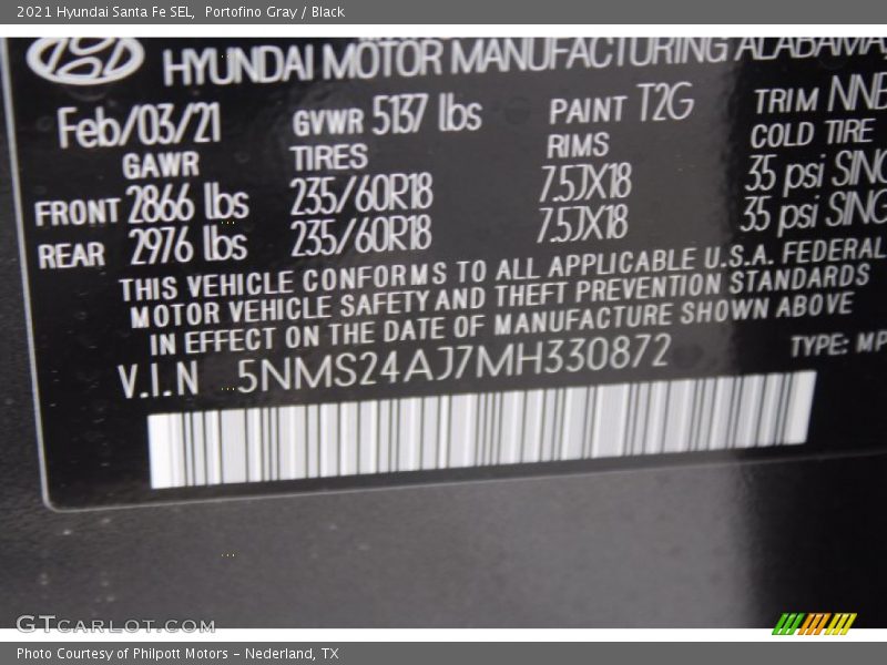 Portofino Gray / Black 2021 Hyundai Santa Fe SEL