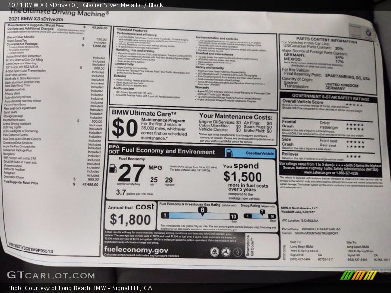 Glacier Silver Metallic / Black 2021 BMW X3 sDrive30i