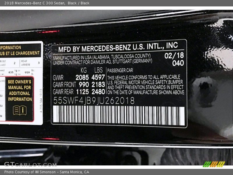 Black / Black 2018 Mercedes-Benz C 300 Sedan