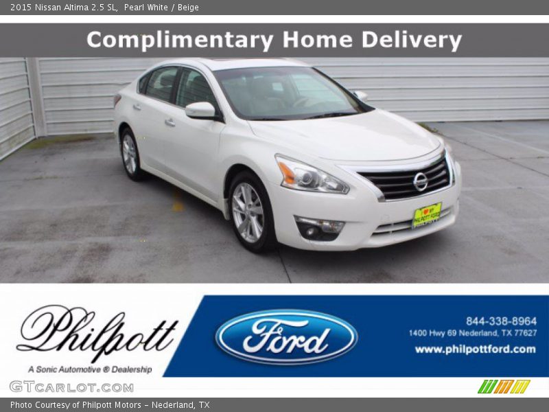 Pearl White / Beige 2015 Nissan Altima 2.5 SL