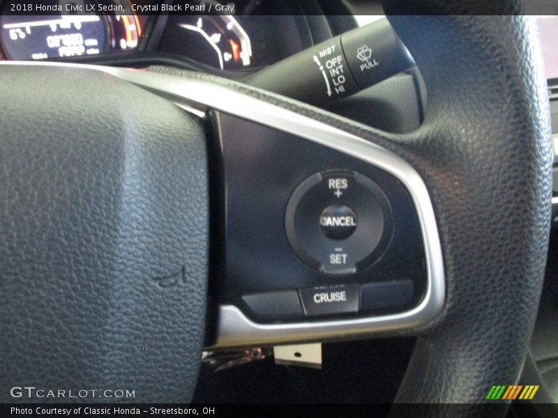 Crystal Black Pearl / Gray 2018 Honda Civic LX Sedan