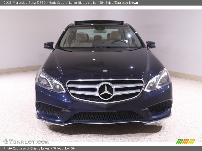 Lunar Blue Metallic / Silk Beige/Espresso Brown 2015 Mercedes-Benz E 350 4Matic Sedan