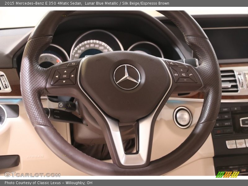 Lunar Blue Metallic / Silk Beige/Espresso Brown 2015 Mercedes-Benz E 350 4Matic Sedan