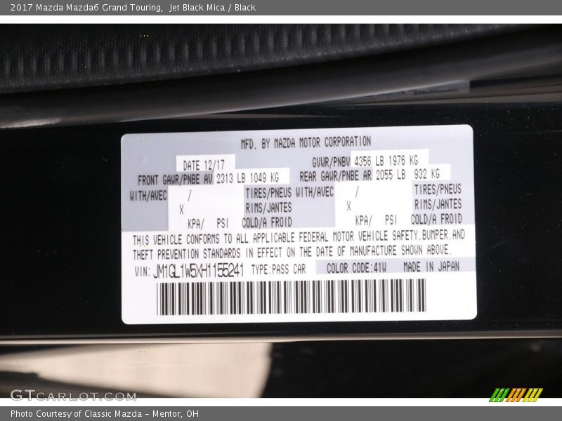 Jet Black Mica / Black 2017 Mazda Mazda6 Grand Touring