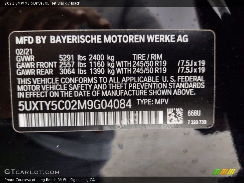 Jet Black / Black 2021 BMW X3 xDrive30i