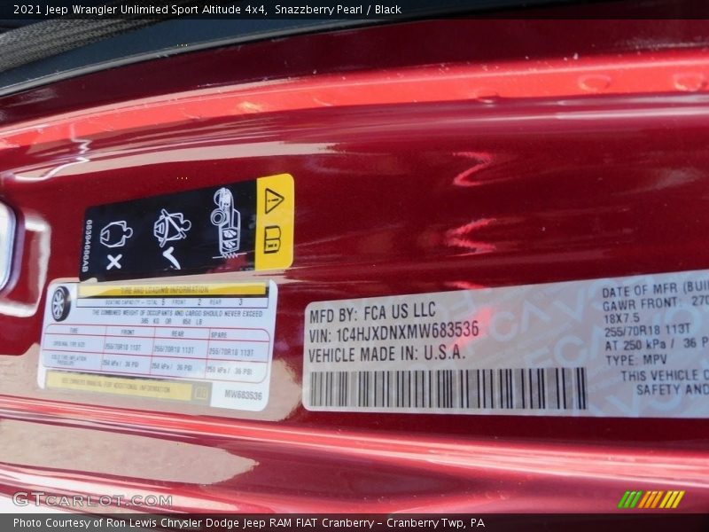 Snazzberry Pearl / Black 2021 Jeep Wrangler Unlimited Sport Altitude 4x4