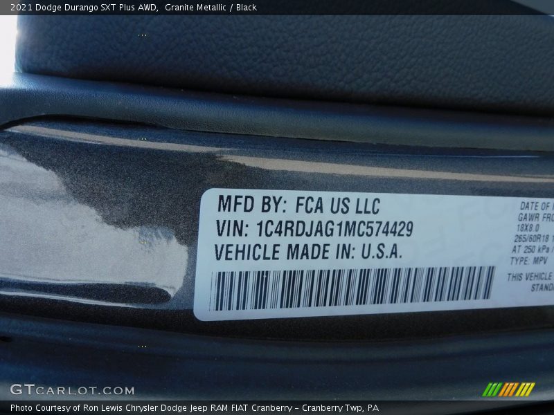 Granite Metallic / Black 2021 Dodge Durango SXT Plus AWD