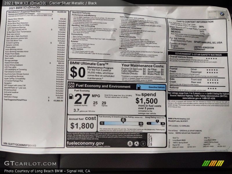 Glacier Silver Metallic / Black 2021 BMW X3 sDrive30i