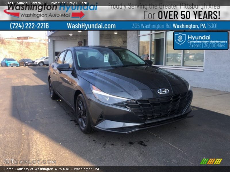 Portofino Gray / Black 2021 Hyundai Elantra SEL